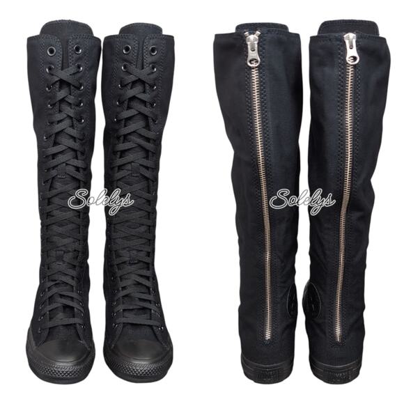 Converse CTAS XXHI Black Blue Knee High Canvas Sneaker Boot Womens 10.5 NEW - Picture 4 of 11